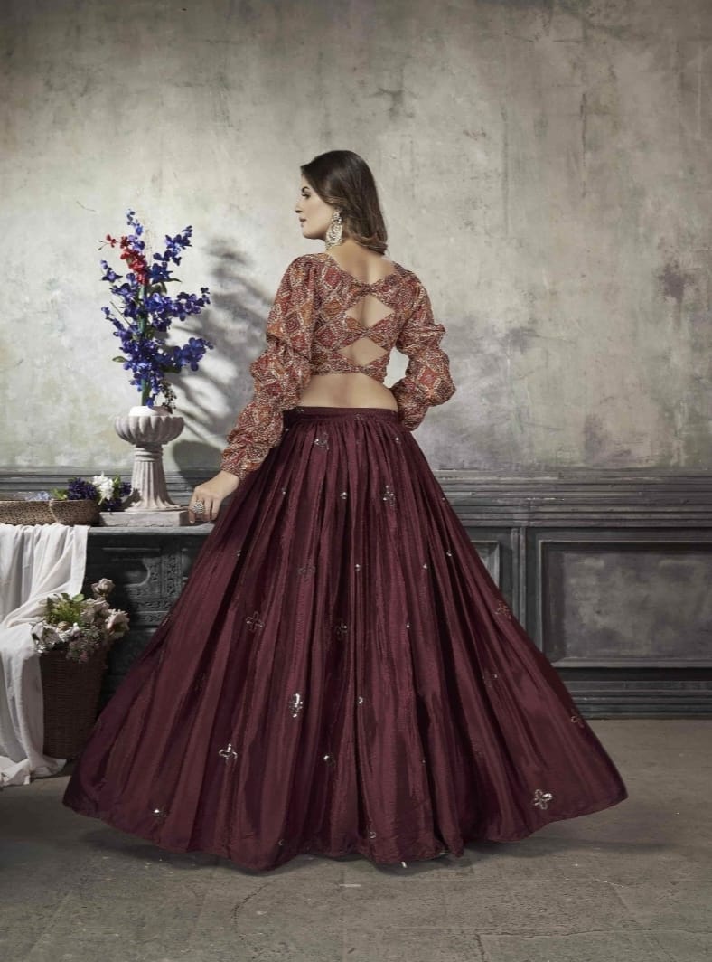 Party Wear Designer Crop top Style Lehenga Choli Frill & Flare Vol. 5 Design 2041