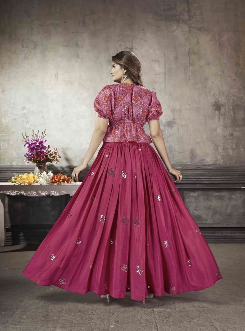 Party Wear Designer Crop top Style Lehenga Choli Frill & Flare Vol. 5 Design 2050