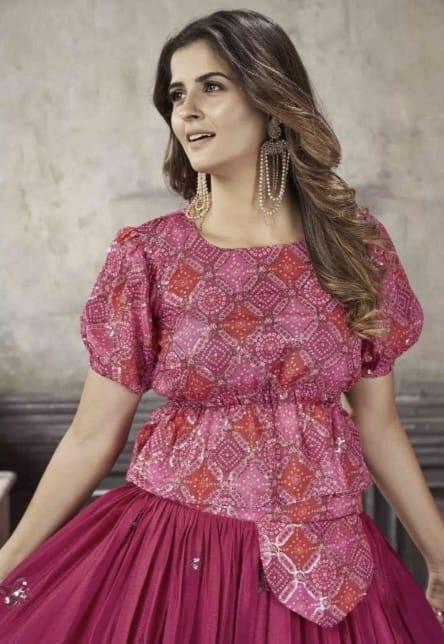 Party Wear Designer Crop top Style Lehenga Choli Frill &amp; Flare Vol. 5 Design 2050