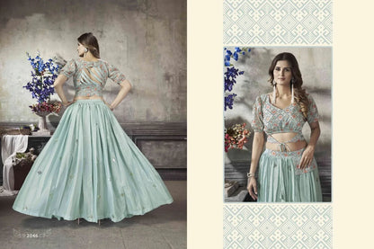 Party Wear Designer Crop top Style Lehenga Choli Frill &amp; Flare Vol. 5 Design 2046