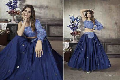 Party Wear Designer Crop top Style Lehenga Choli Frill &amp; Flare Vol. 5 Design 2047
