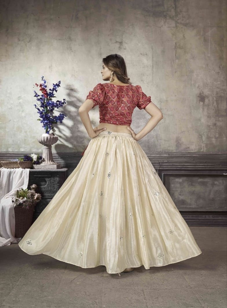 Party Wear Designer Crop top Style Lehenga Choli Frill & Flare Vol. 5 Design 2042