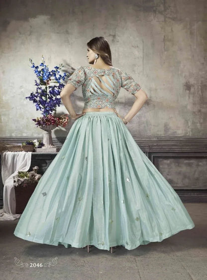 Party Wear Designer Crop top Style Lehenga Choli Frill &amp; Flare Vol. 5 Design 2046