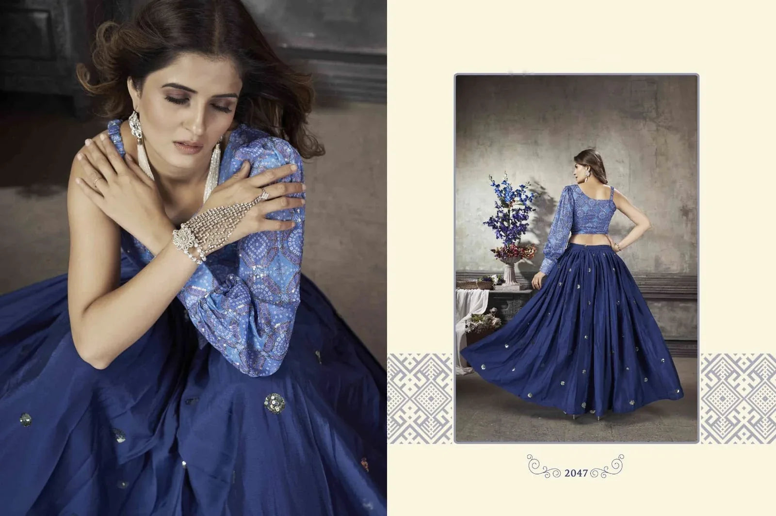 Party Wear Designer Crop top Style Lehenga Choli Frill &amp; Flare Vol. 5 Design 2047