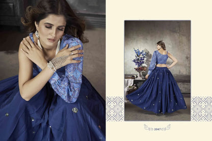 Party Wear Designer Crop top Style Lehenga Choli Frill &amp; Flare Vol. 5 Design 2047