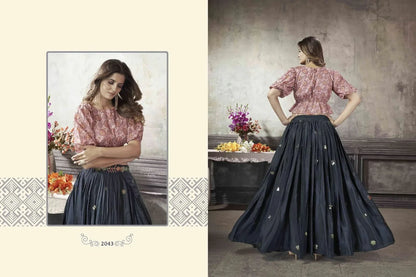 Party Wear Designer Crop top Style Lehenga Choli Frill &amp; Flare Vol. 5 Design 2043