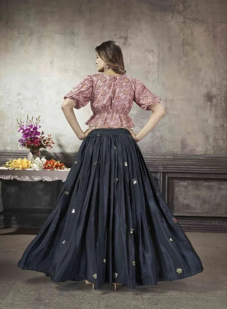Party Wear Designer Crop top Style Lehenga Choli Frill &amp; Flare Vol. 5 Design 2043