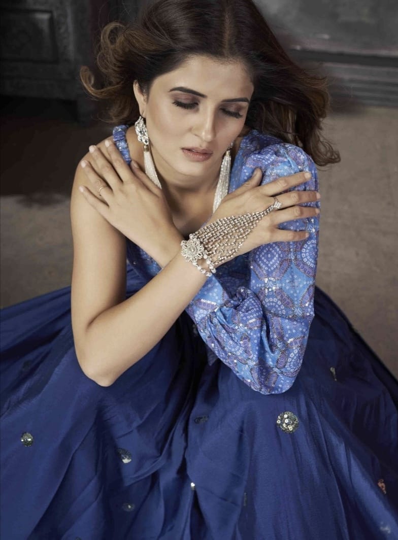 Party Wear Designer Crop top Style Lehenga Choli Frill & Flare Vol. 5 Design 2047