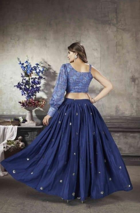 Party Wear Designer Crop top Style Lehenga Choli Frill &amp; Flare Vol. 5 Design 2047