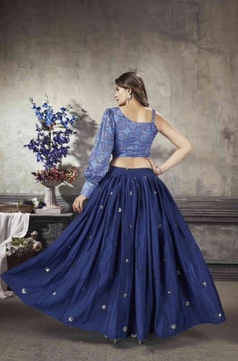 Party Wear Designer Crop top Style Lehenga Choli Frill & Flare Vol. 5 Design 2047