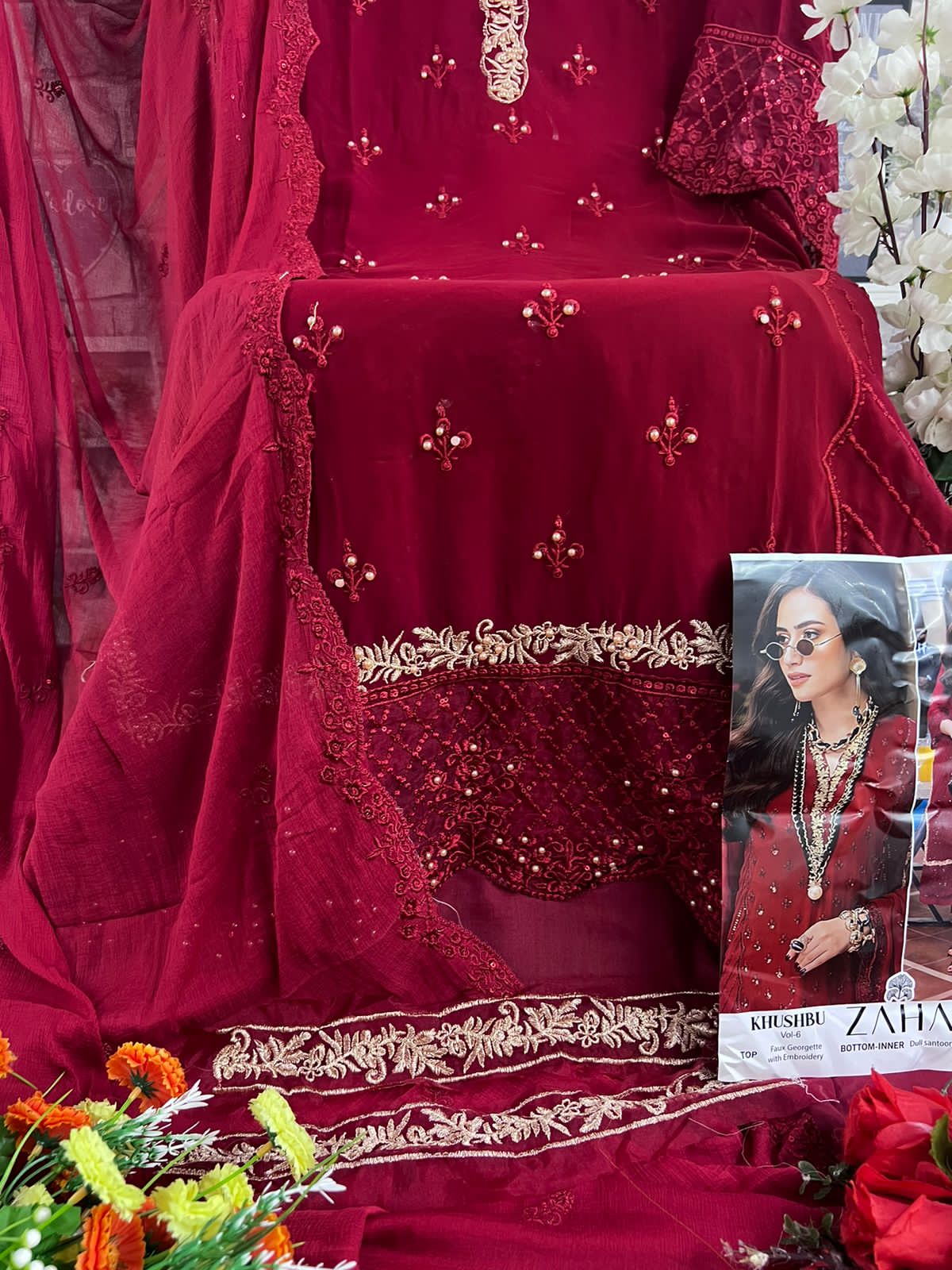 Zaha Khushbu Vol-6 Designer Pakistani Suit D.No.10148