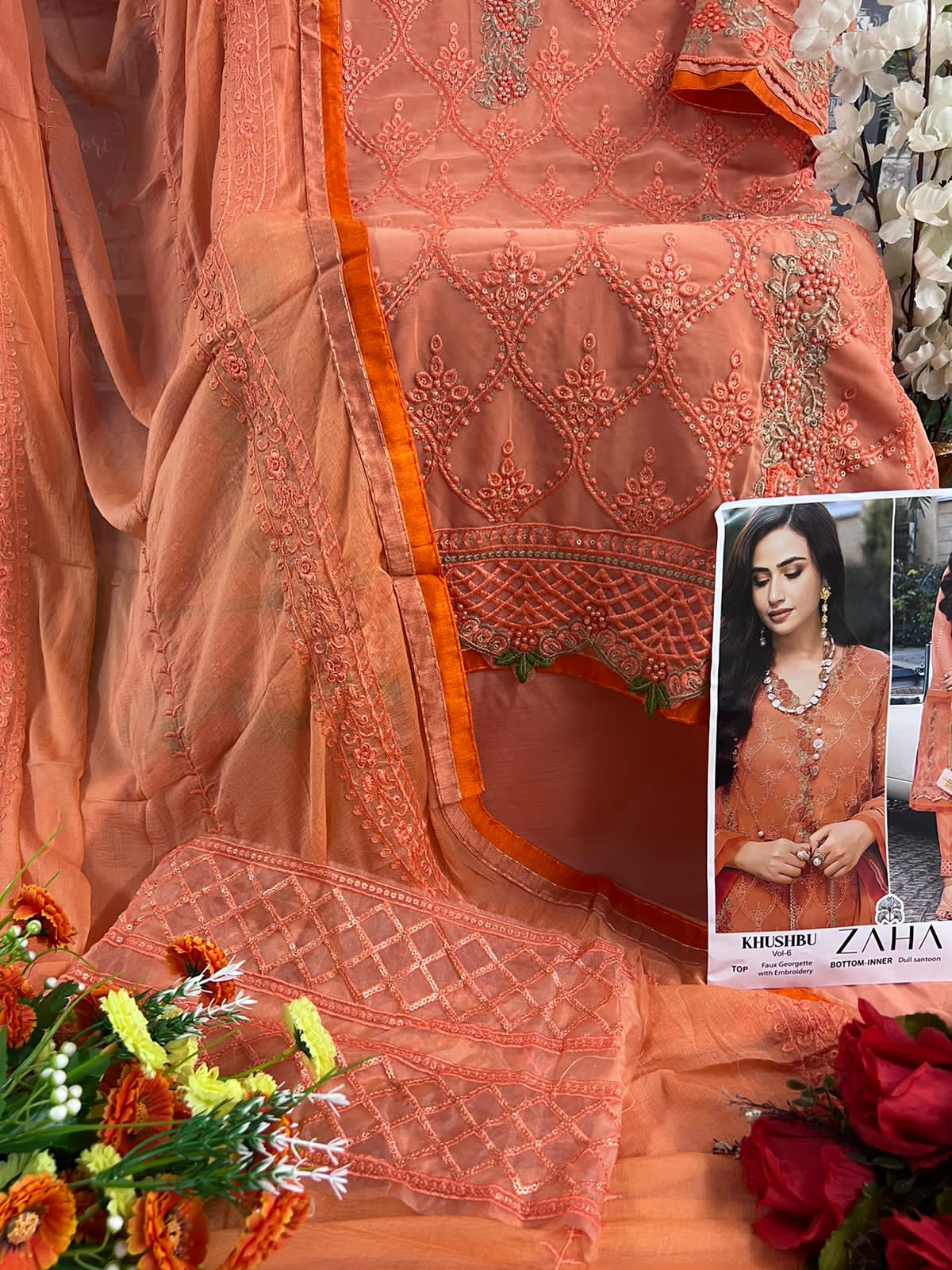 Zaha Khushbu Vol-6 Designer Pakistani Suit D.No.10150