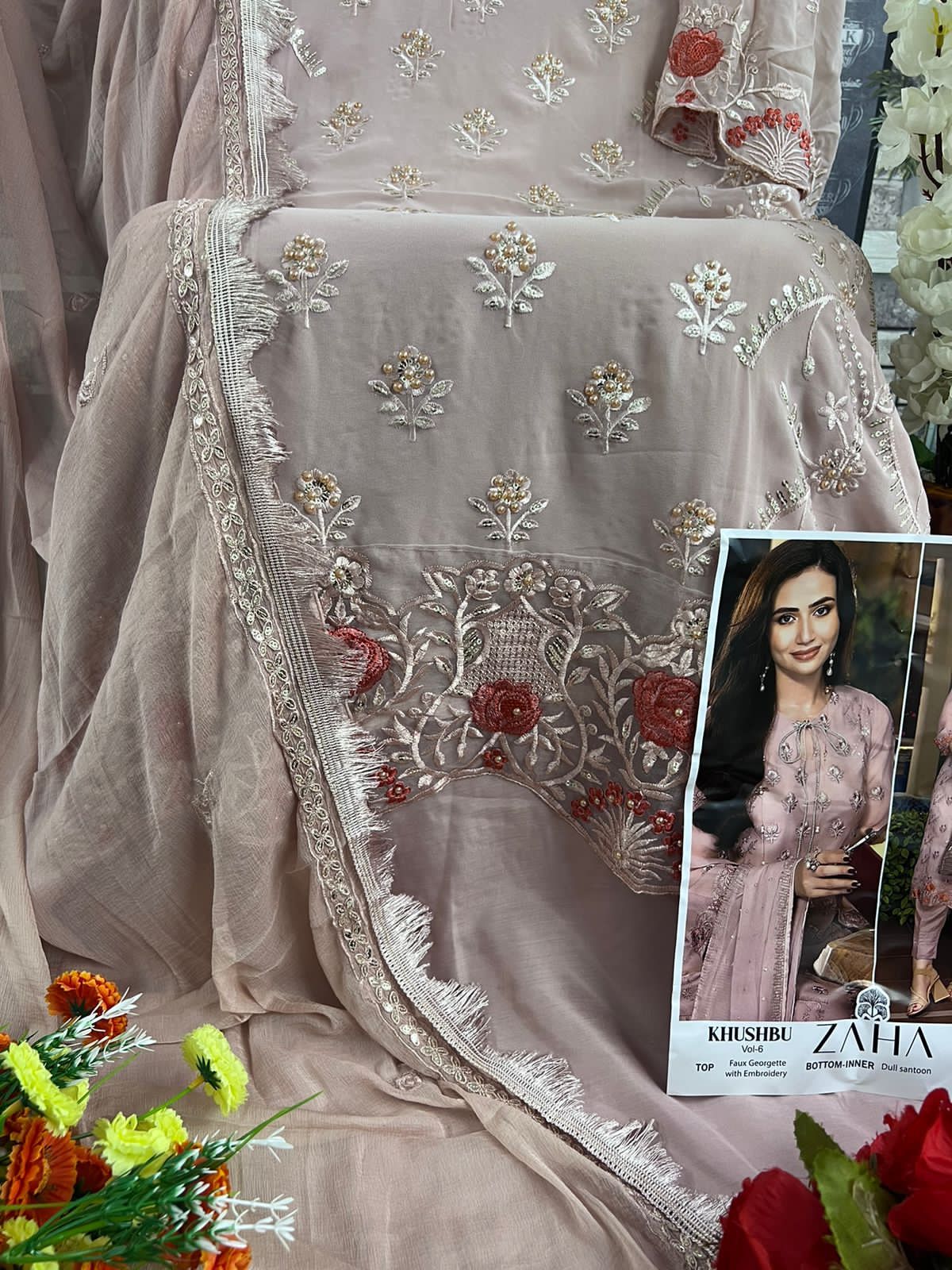 Zaha Khushbu Vol-6 Designer Pakistani Suit D.No.10149