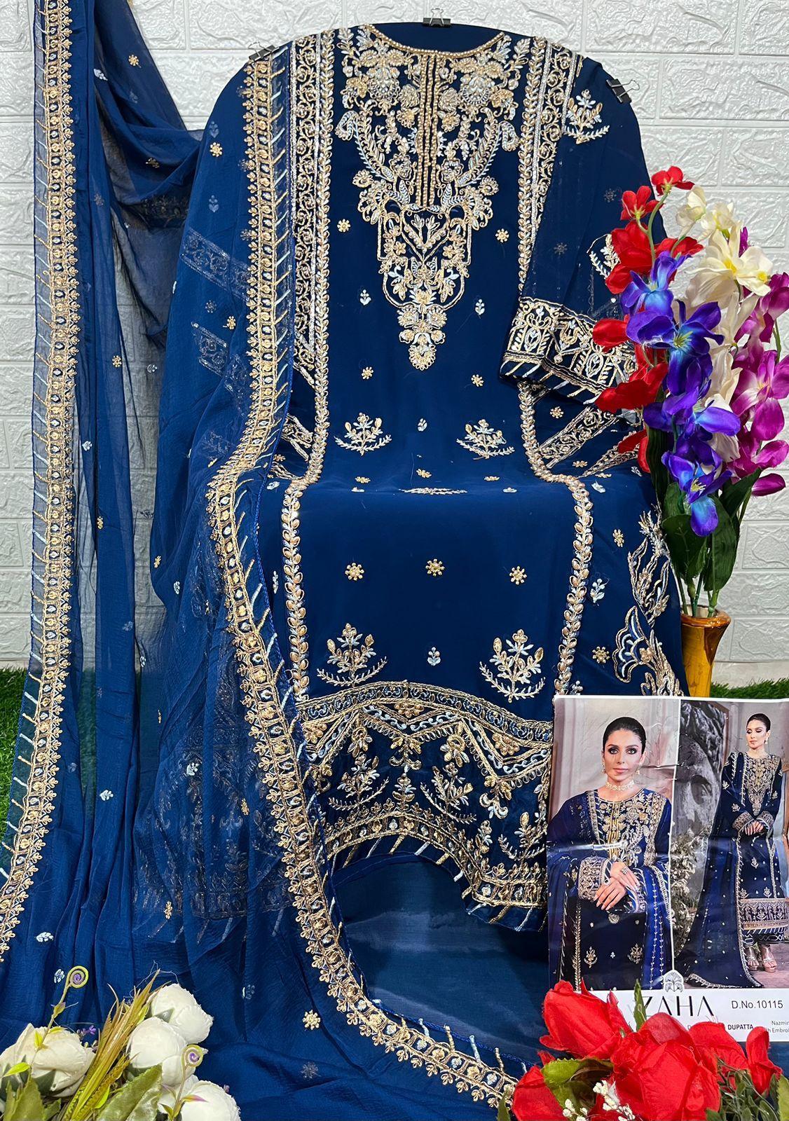 Zaha Designer Pakistani Salwar Suit D.No.10115