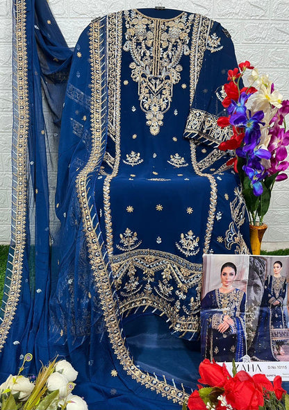 Zaha Designer Pakistani Salwar Suit D.No.10115