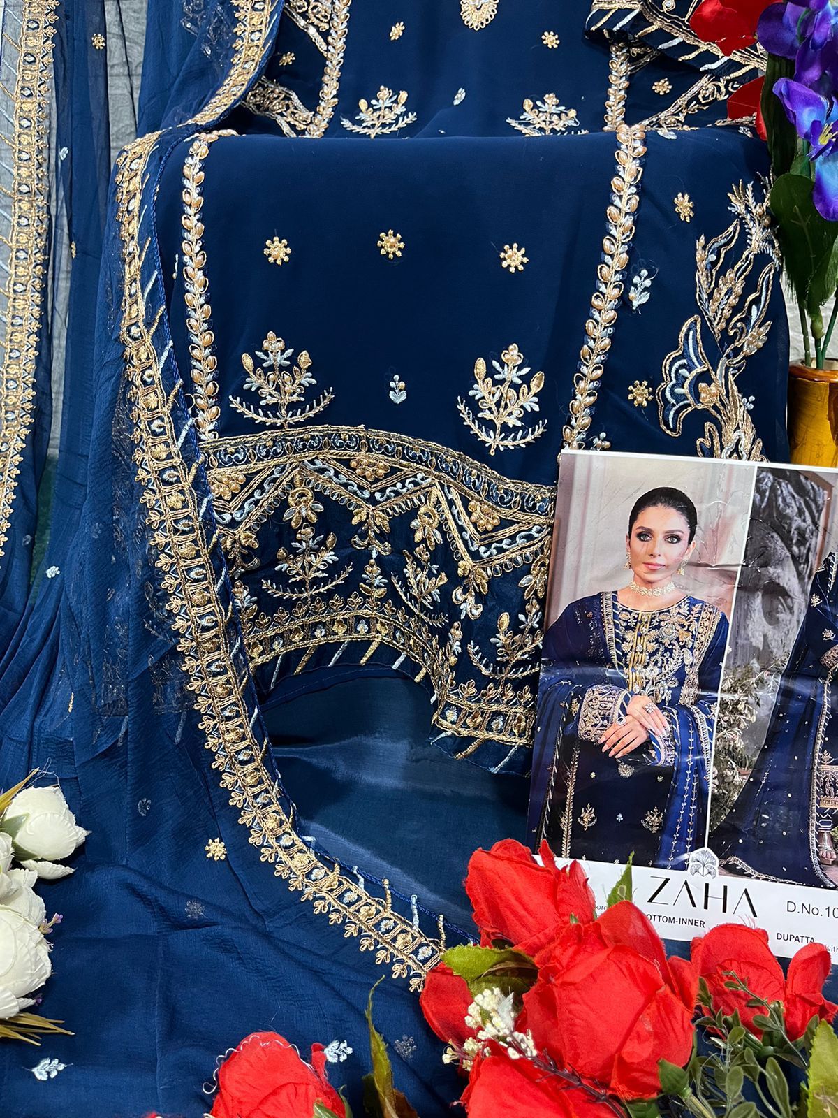 Zaha Designer Pakistani Salwar Suit D.No.10115