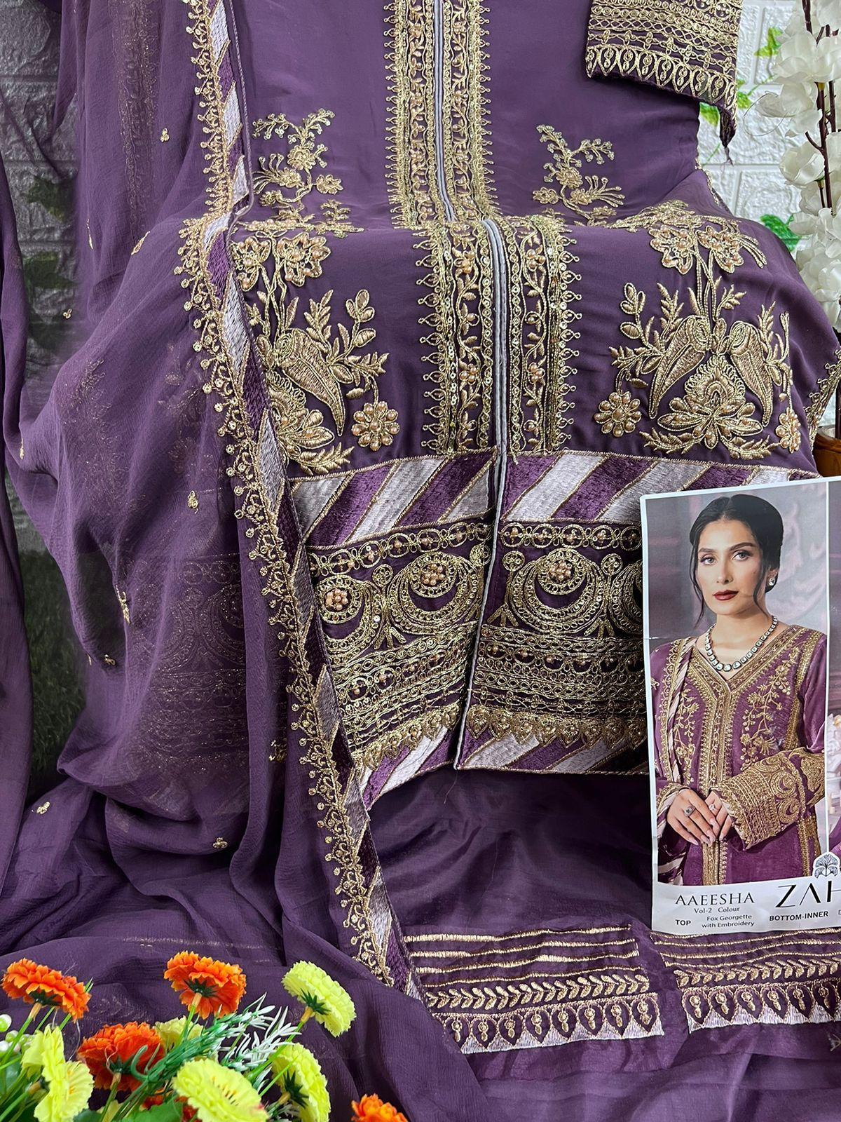 Zaha Aaeesha Vol-2 Designer Pakistani Salwar Suit D.No.10119-E