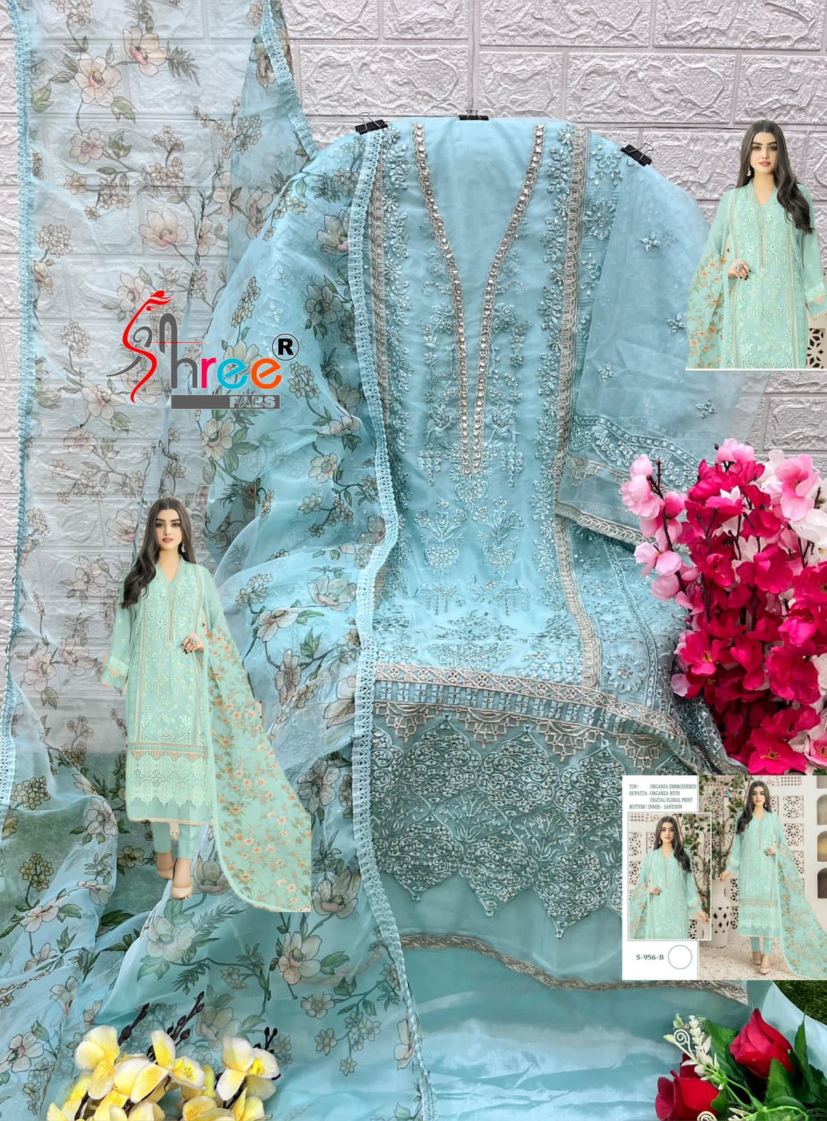 Shree Fab Designer Pakistani Salwar Suit D.No. S-956-B