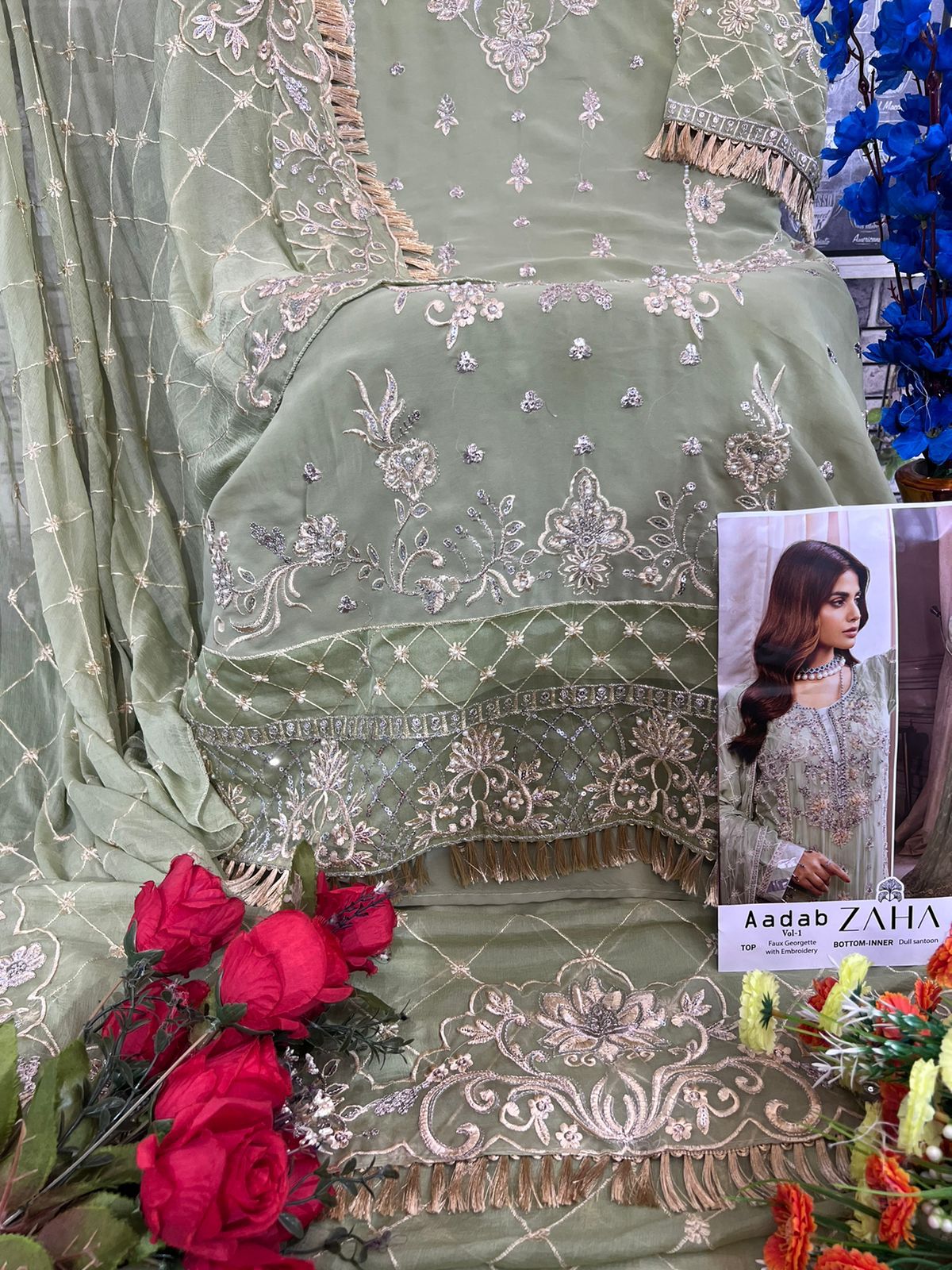 Zaha Aadab Vol-1 Designer Pakistani Suit D.No. 10204