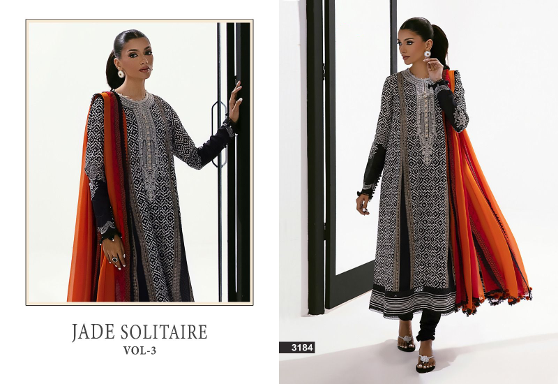 Shree Fab Jade Solitaire Vol-3 Designer Pakistani Suit D.No.3184