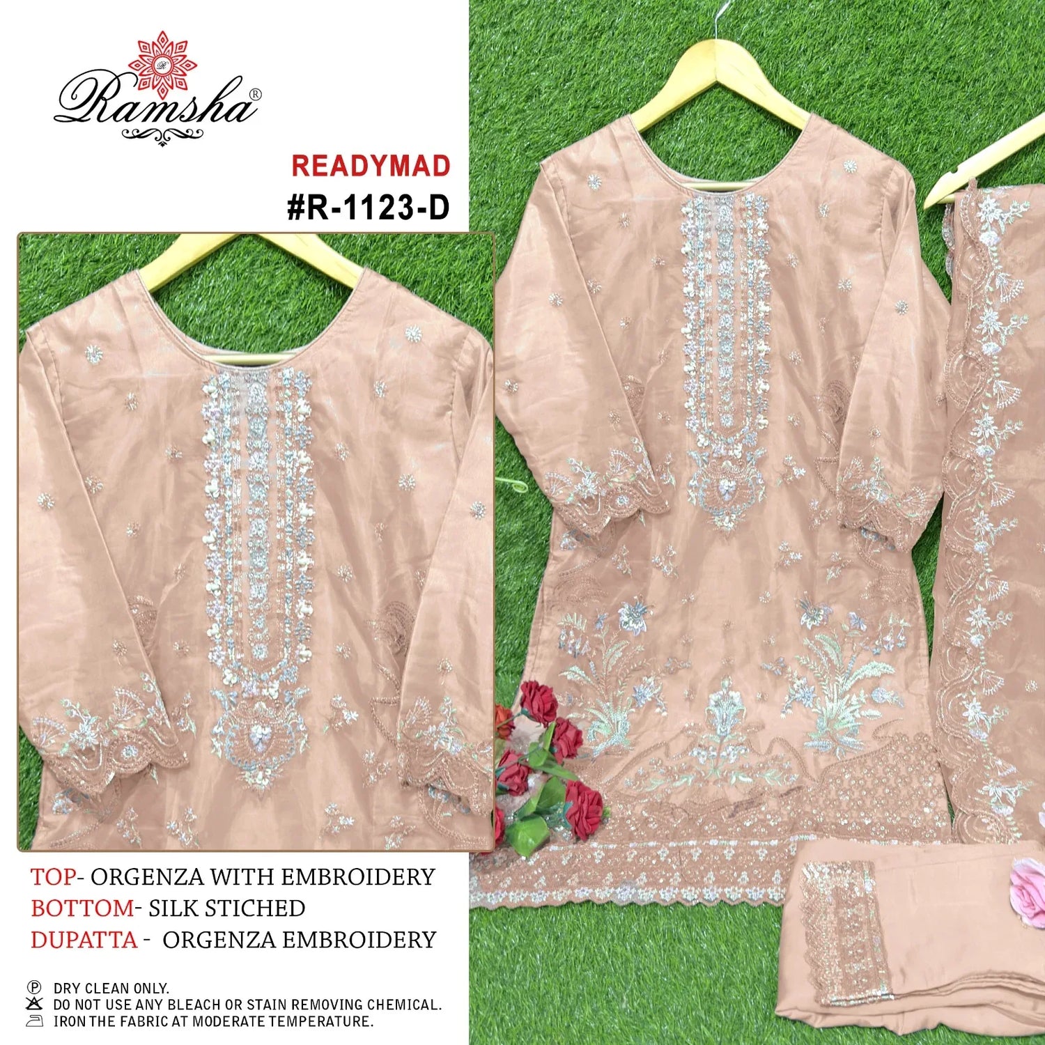 Ramsha Designer Readymade Pakistani Suit D.No.R-1123-D