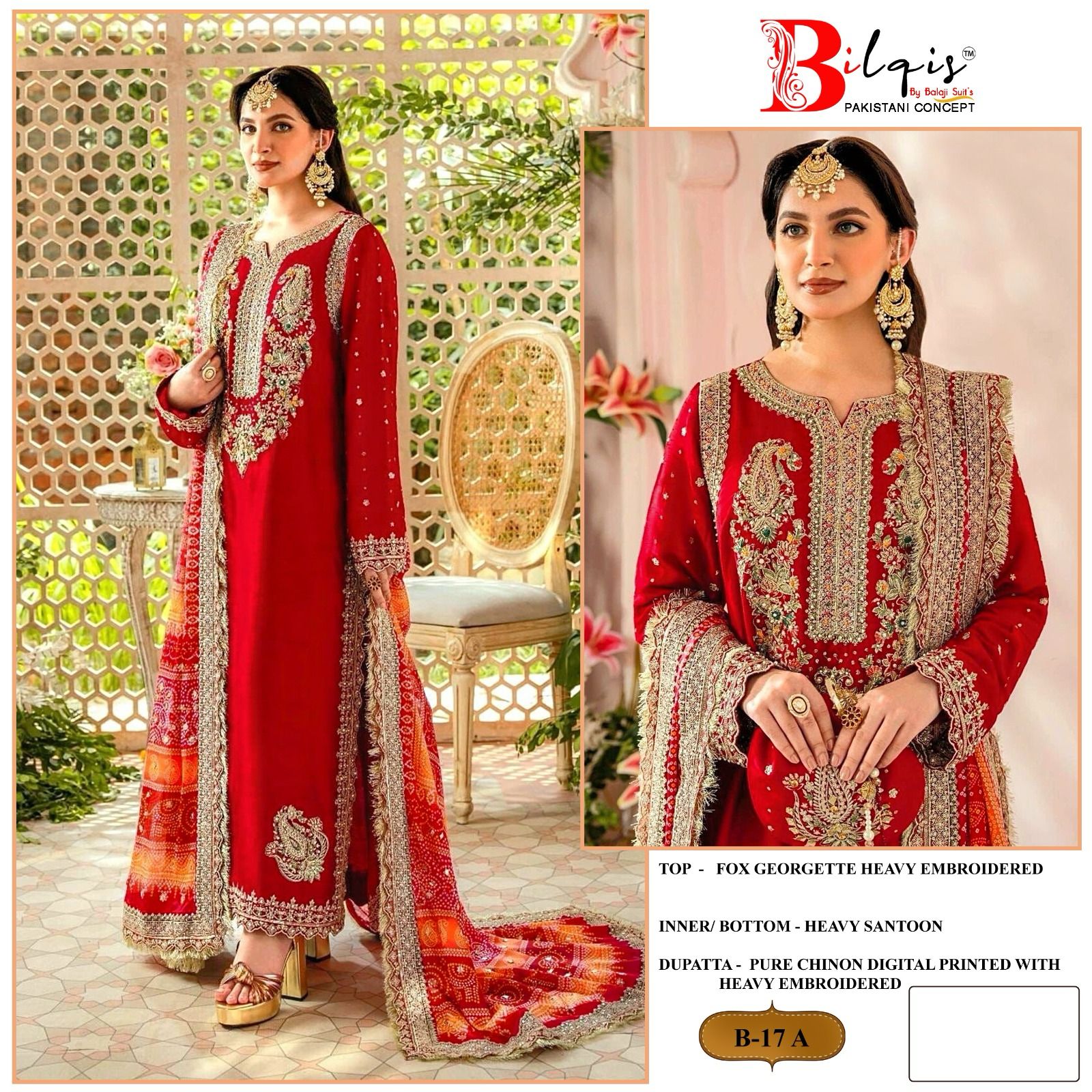 Bilqis Designer Heavy Fox Georgette Suit D.No.B-17-A
