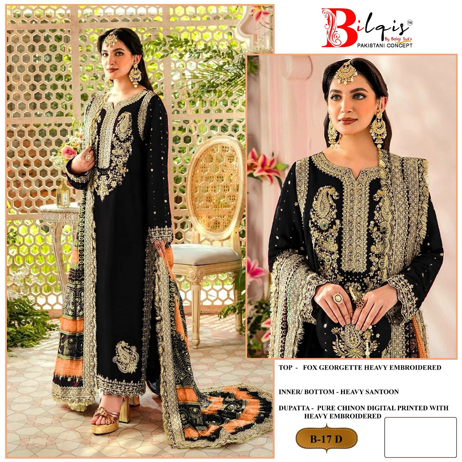 Bilqis Designer Heavy Fox Georgette Suit D.No.B-17-D