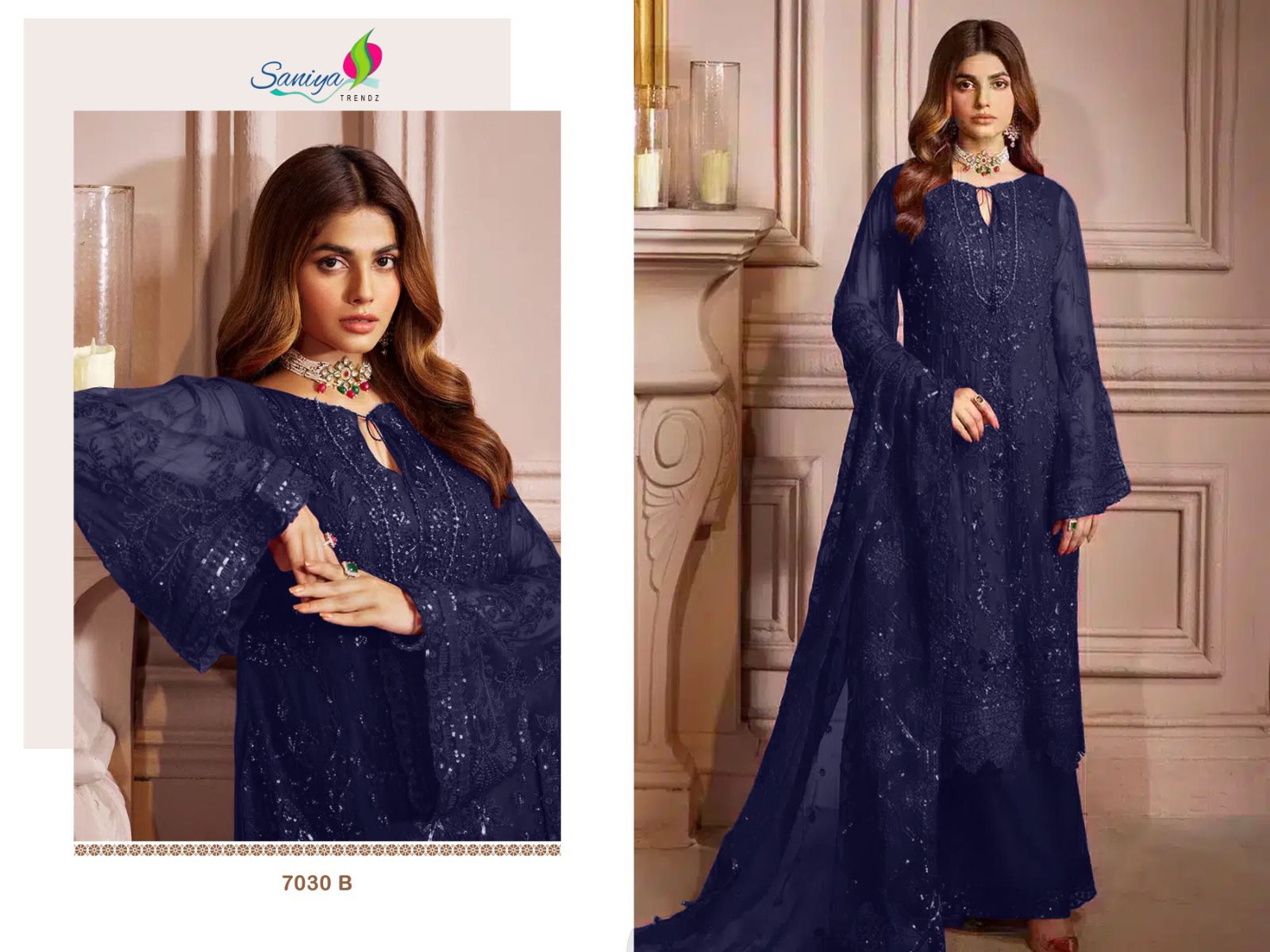 Saniya Trendz Designer Pakistani Suit D.No.7030-B