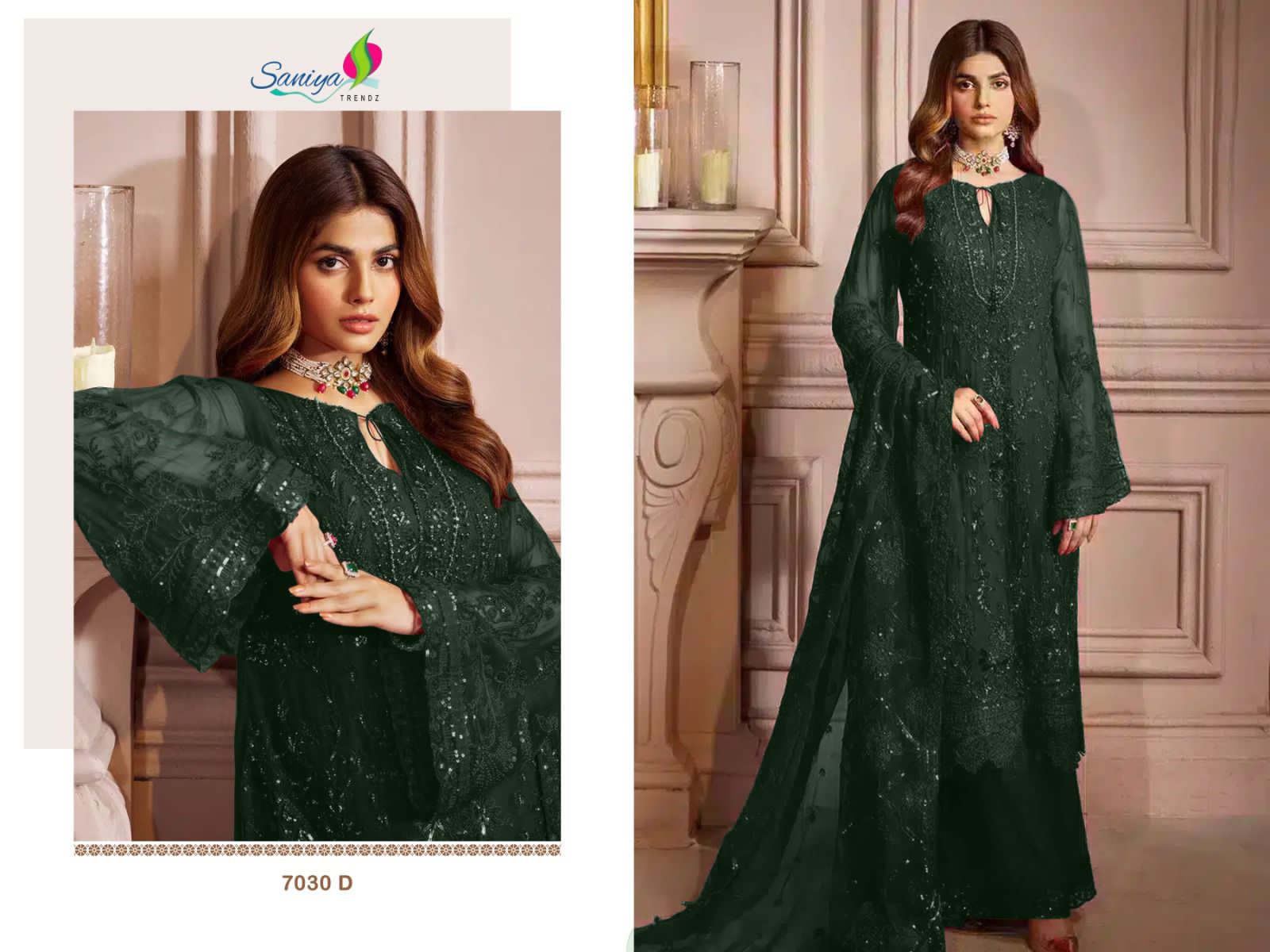Saniya Trendz Designer Pakistani Suit D.No.7030-D