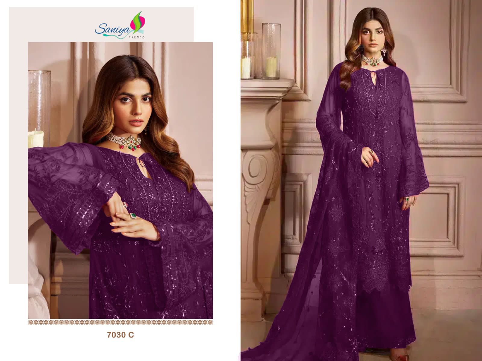 Saniya Trendz Designer Pakistani Suit D.No.7030-C