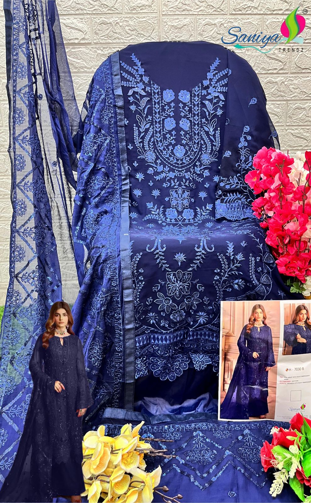 Saniya Trendz Designer Pakistani Suit D.No.7030-B