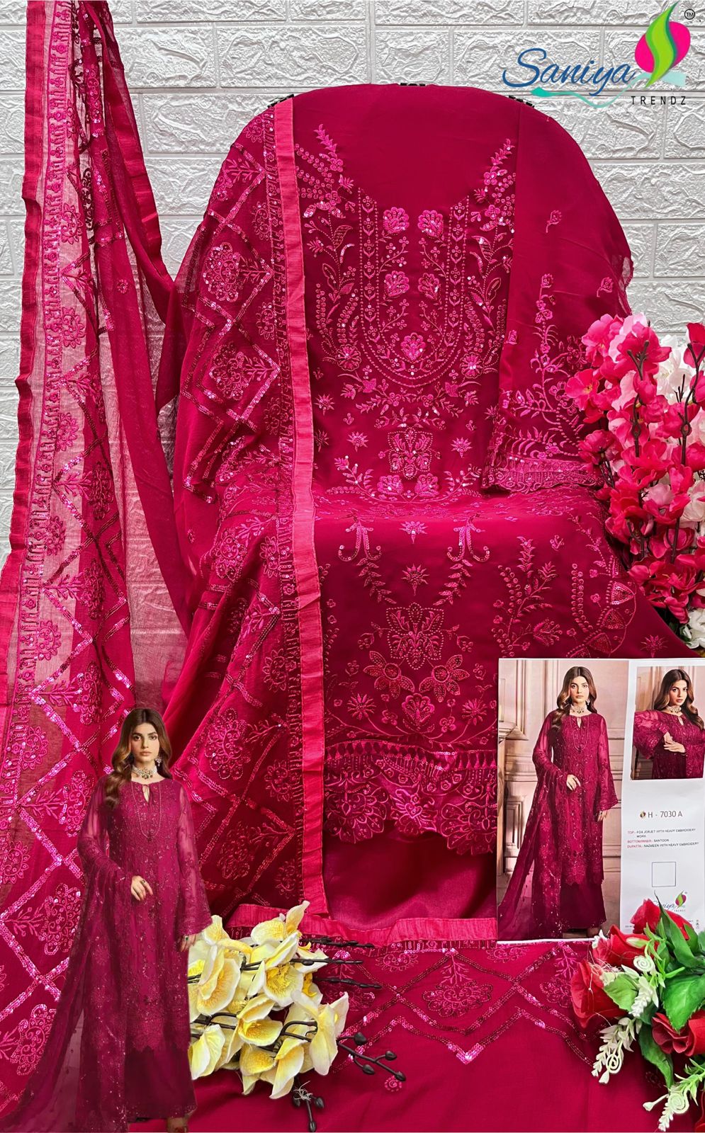 Saniya Trendz Designer Pakistani Suit D.No.7030-A