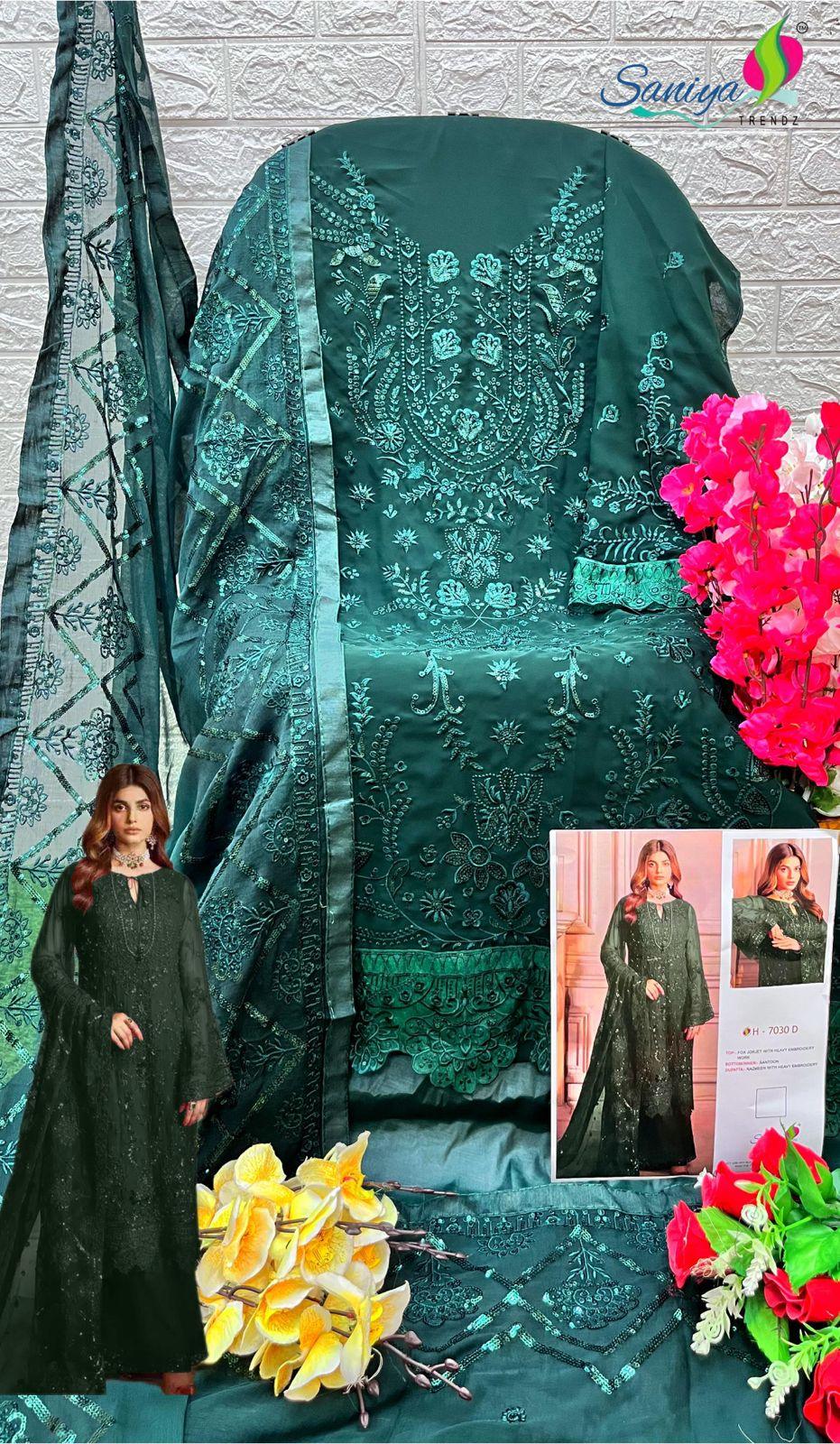 Saniya Trendz Designer Pakistani Suit D.No.7030-D