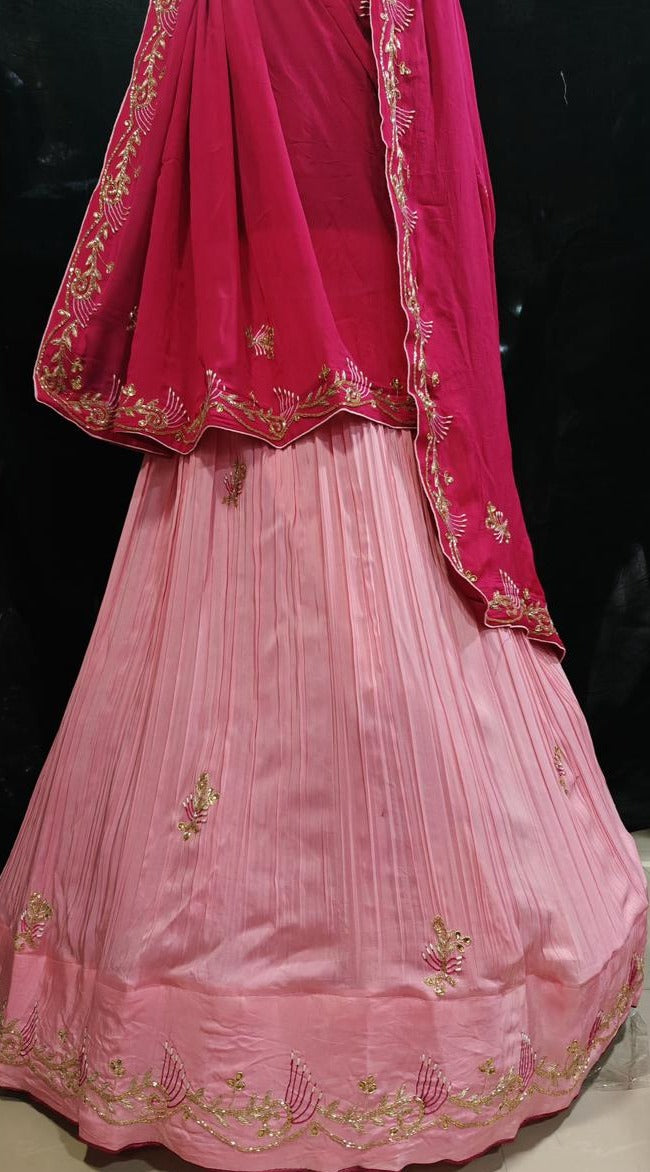 Beautiful Pure Upada Laddu Bhandej Lehenga