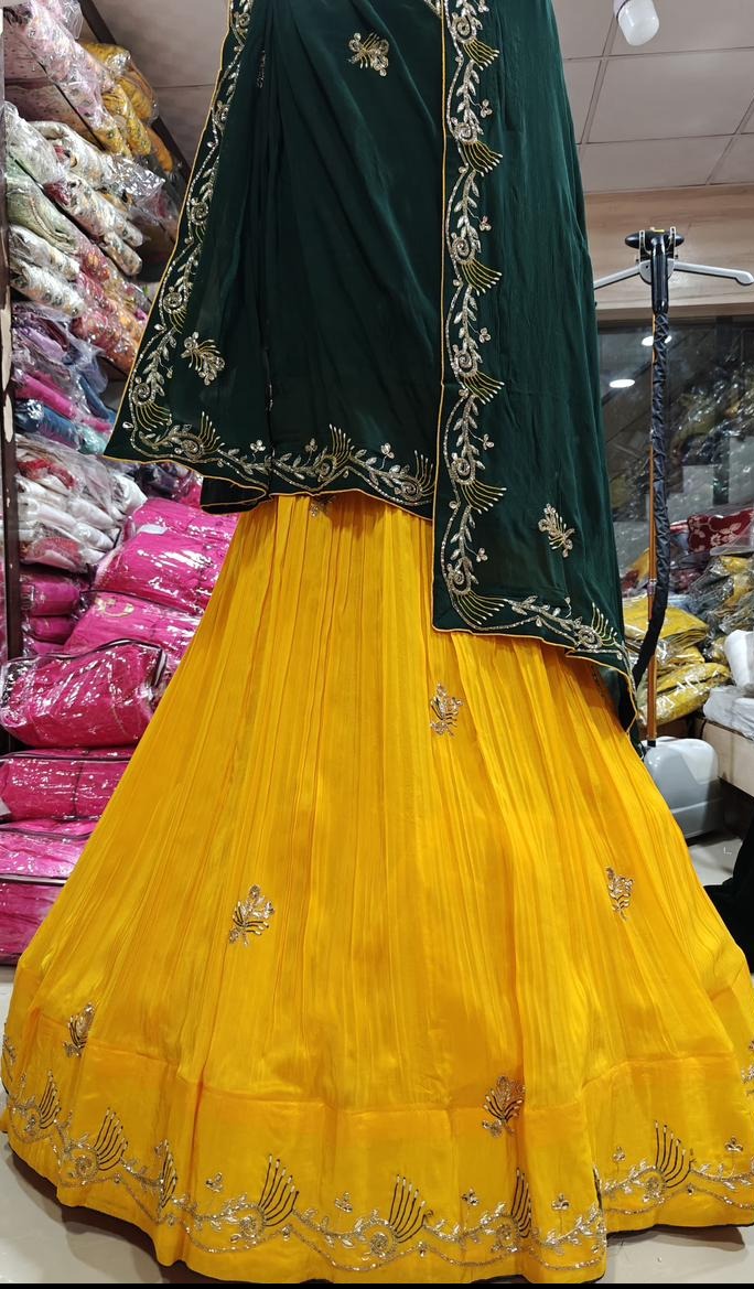 Beautiful Pure Upada Laddu Bhandej Lehenga