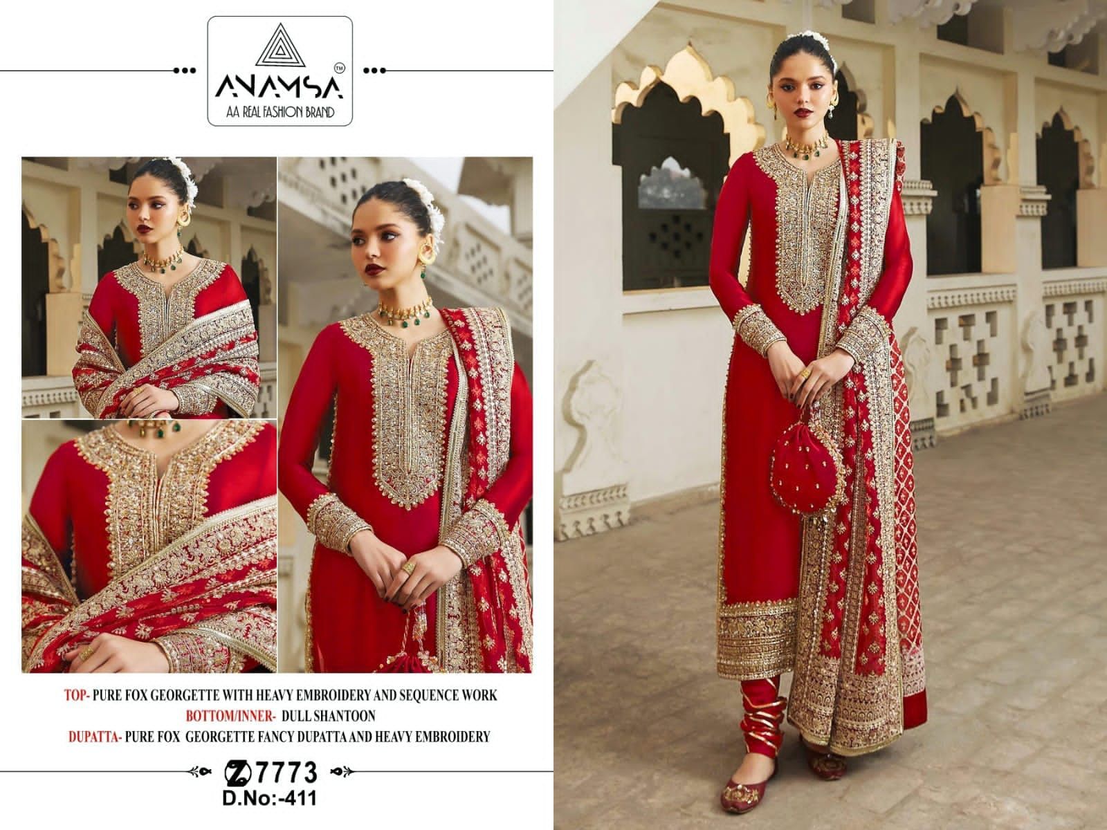 Anamsa 7773 Designer Fox Georgette Salwar Suit D.No.411