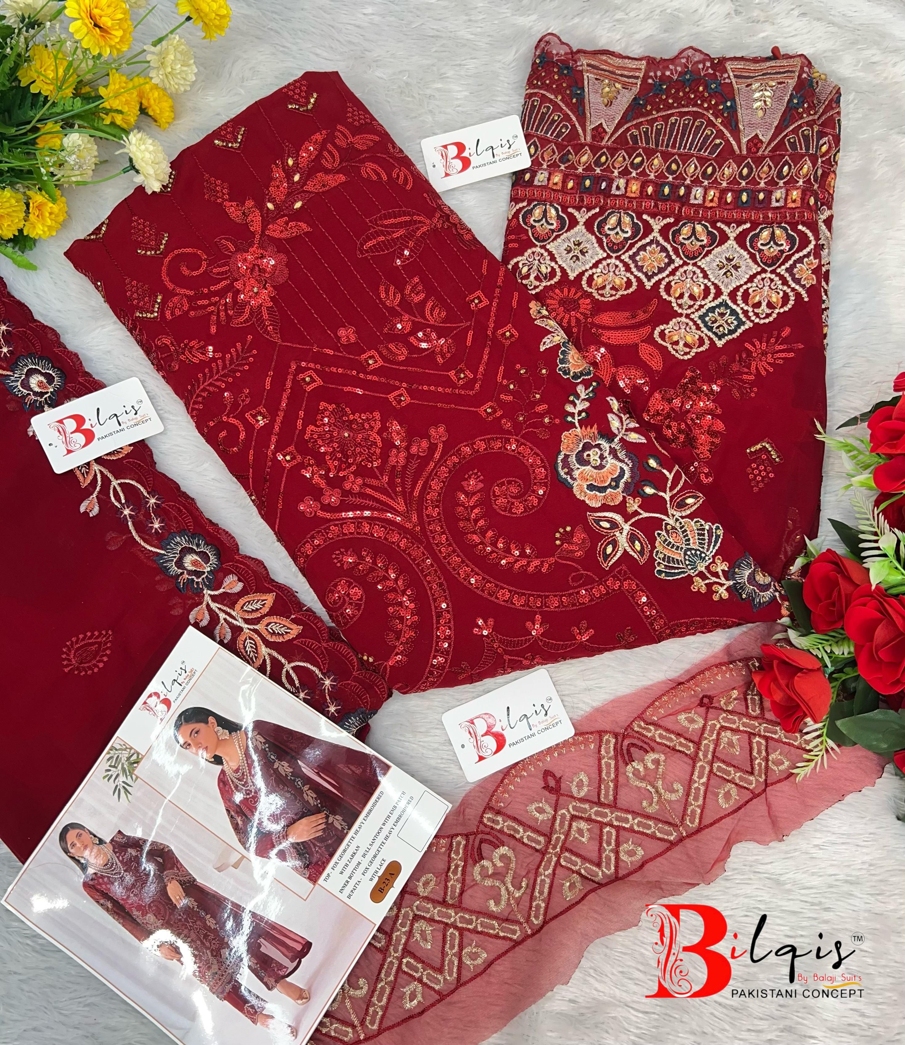 Bilqis Designer Fox Georgette Pakistani Suit D.No.B-23
