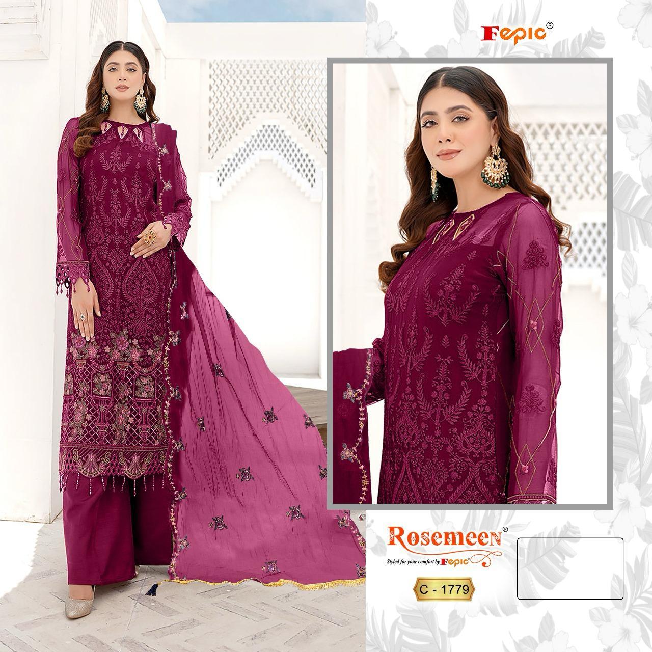 Fepic Rosemeen Heavy Embroidery Work Suit D.No.C-1779-A