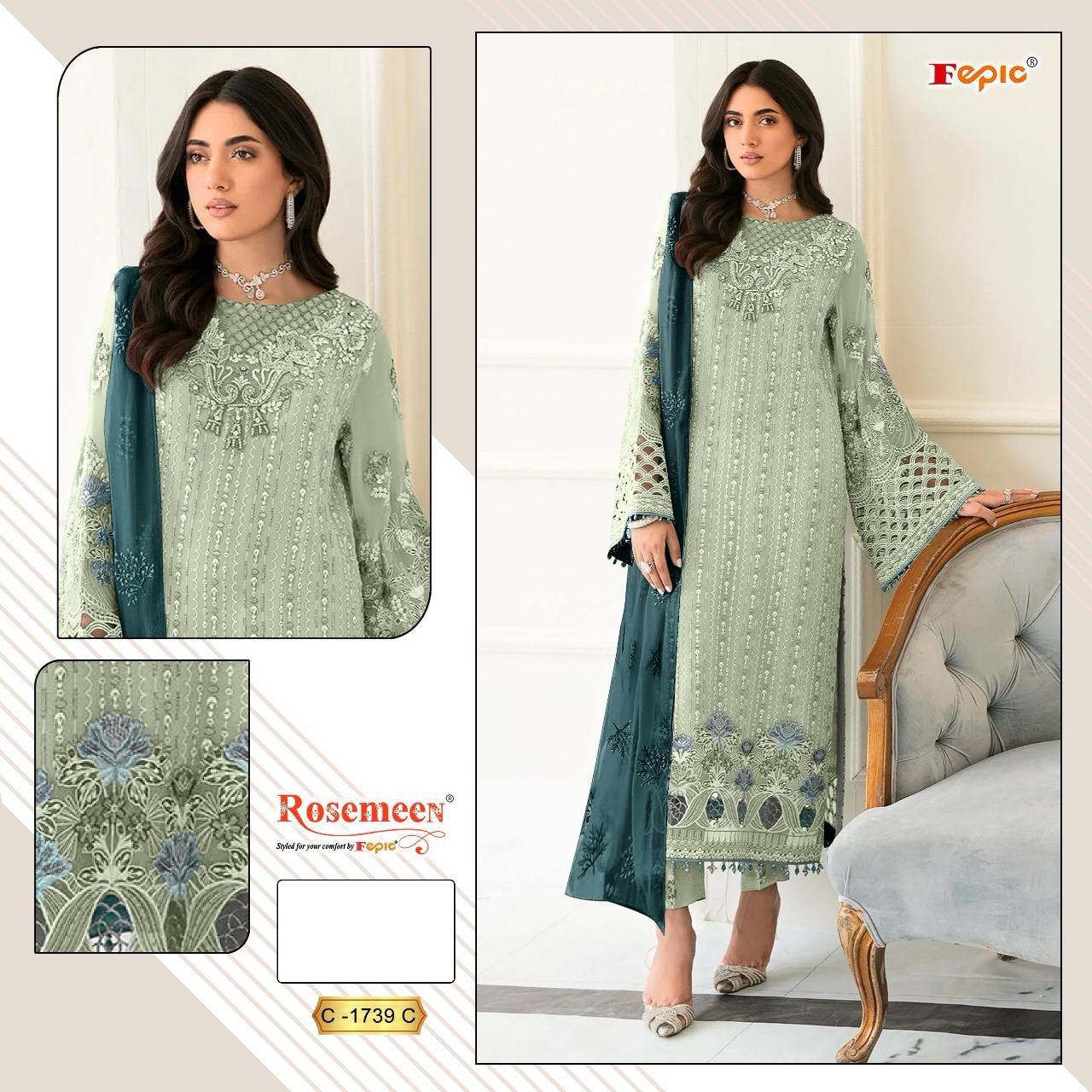 Fepic Rosemeen Designer Pakistani Suit D.No.C-1739-C