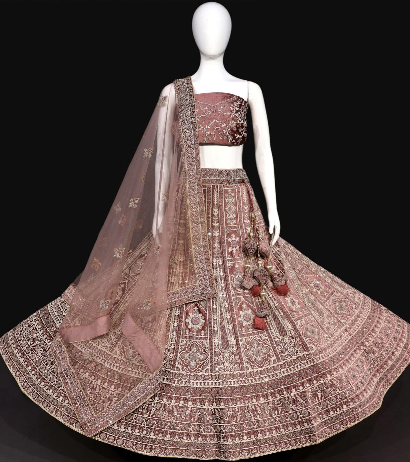 Beautiful Designer Wedding Wear Bridal Velvet Lehenga Choli