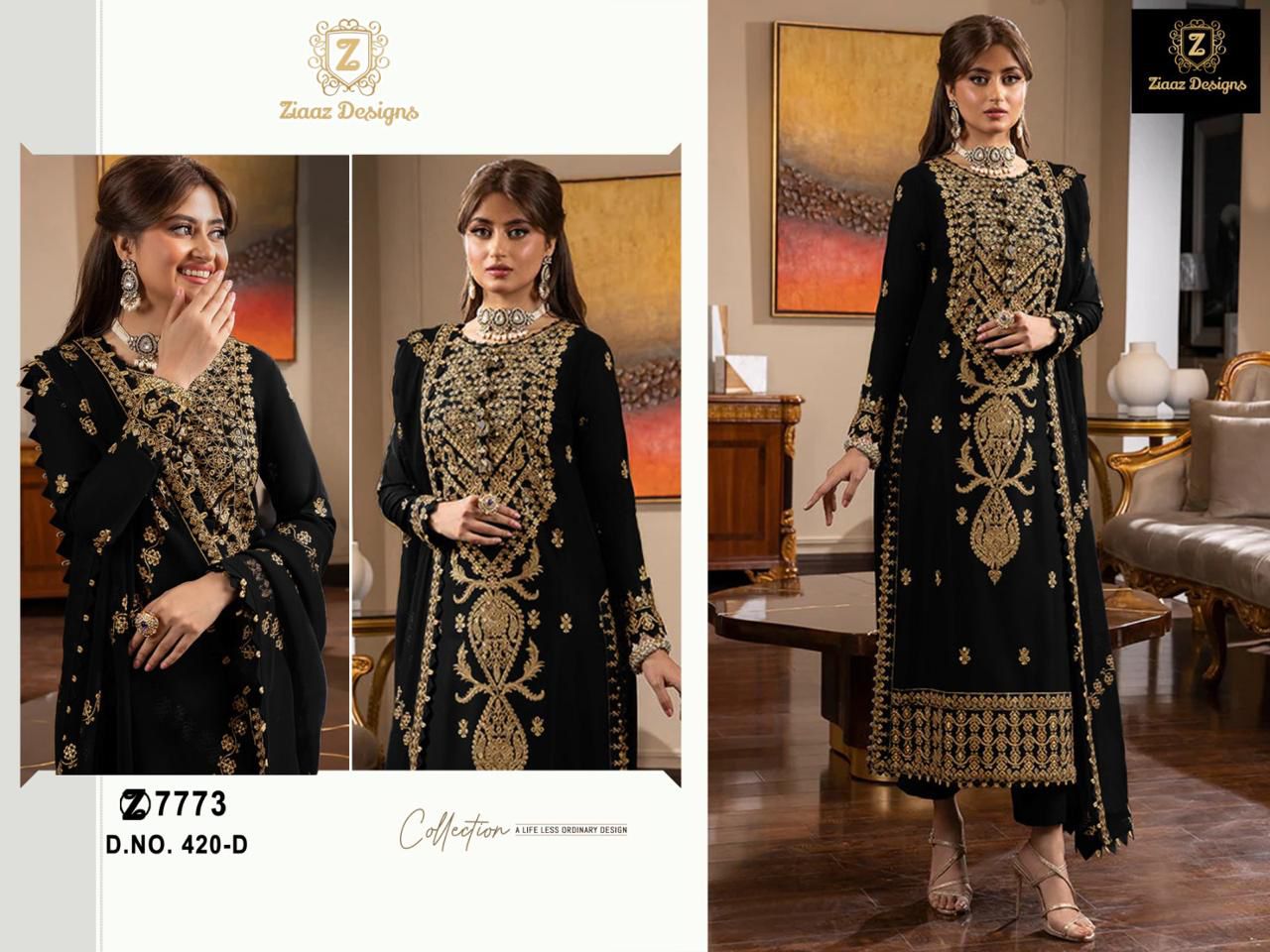 Ziaaz-7773 Designer Latest Pakistani Salwar Suit D.No.420-D