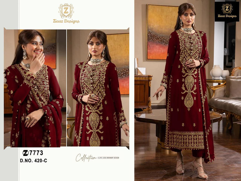 Ziaaz-7773 Designer Latest Pakistani Salwar Suit D.No.420-C