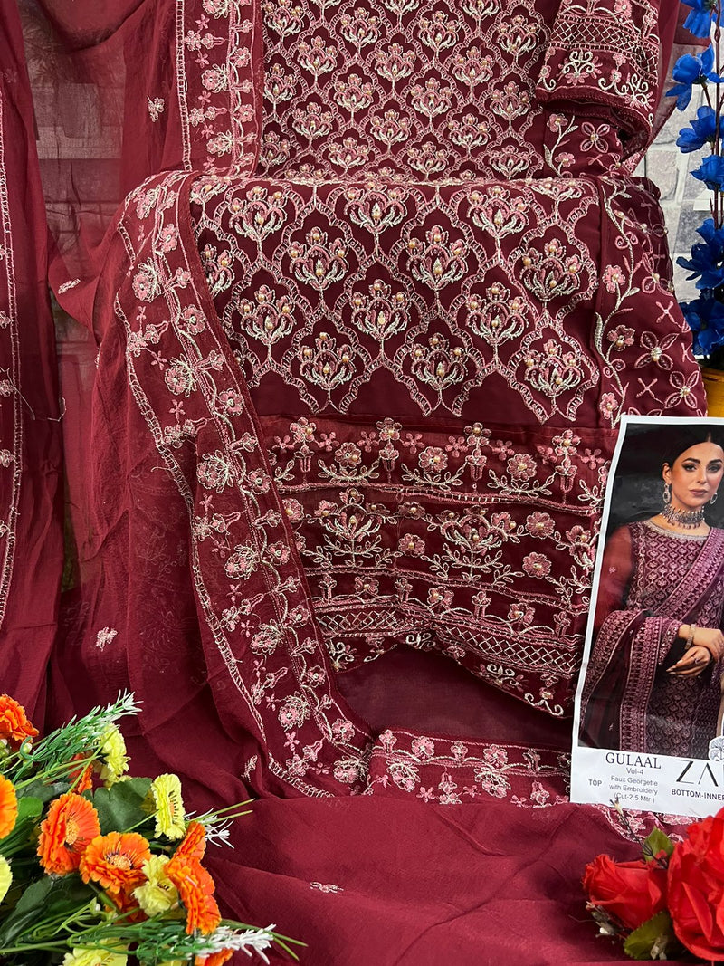 Zaha Gulaal Vol-4 Designer Pakistani Suit D.No.10245