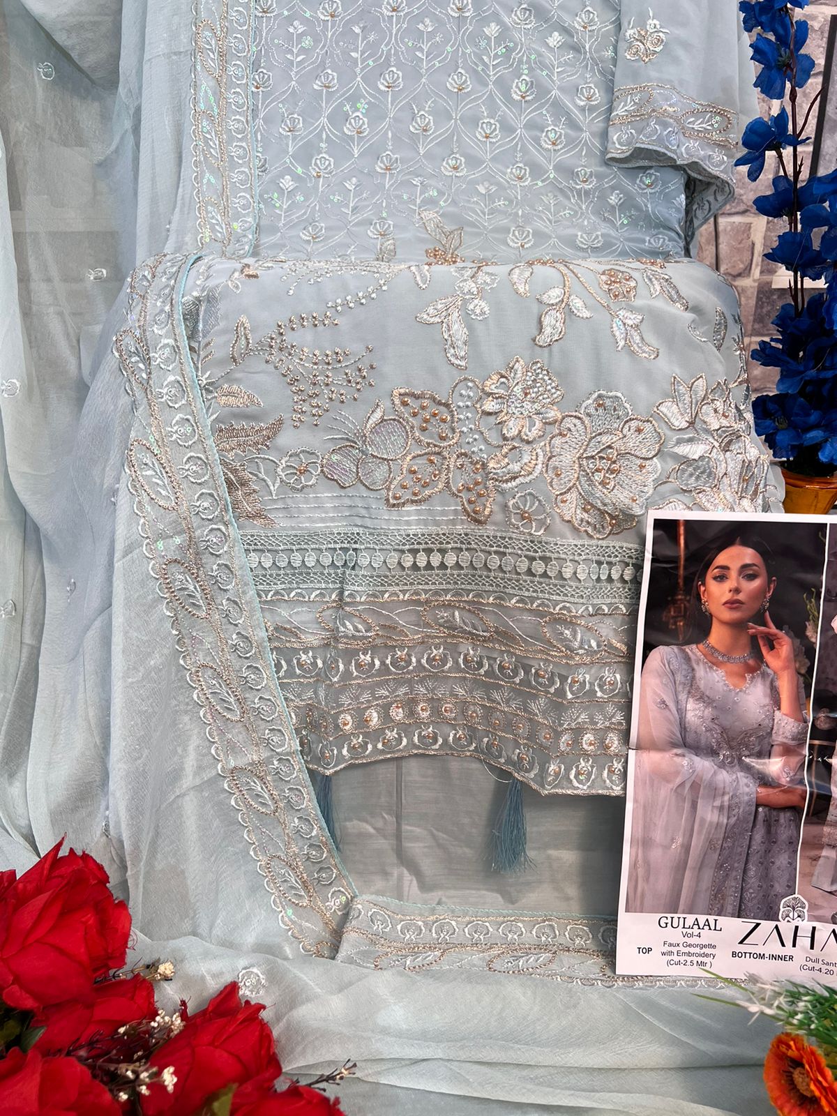Zaha Gulaal Vol-4 Designer Pakistani Suit D.No.10246