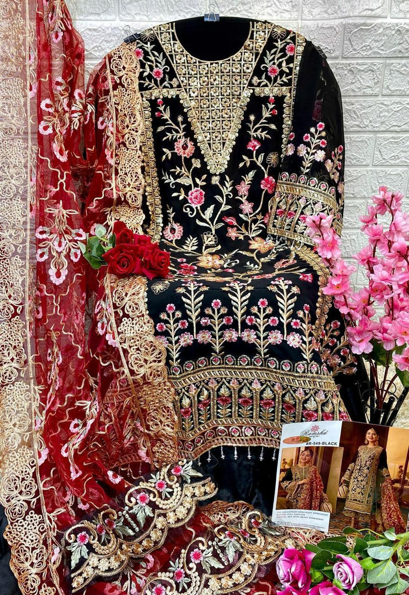 Ramsha Presents Designer Wedding Wear Pakistani Suit D.No.R-549 Black