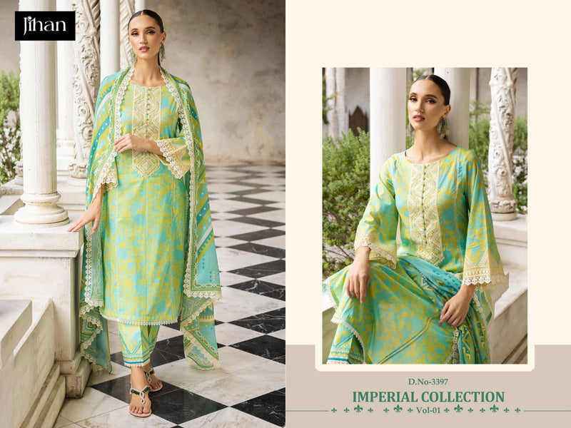 Jihan Imperial Vol 1 Pure Cotton Lawn D.No.3397