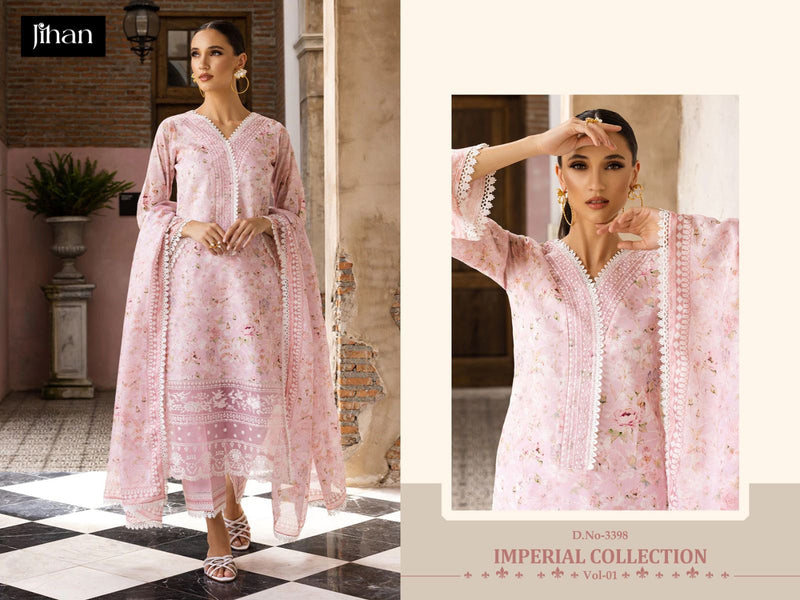 Jihan Imperial Vol 1 Pure Cotton Lawn D.No.3398
