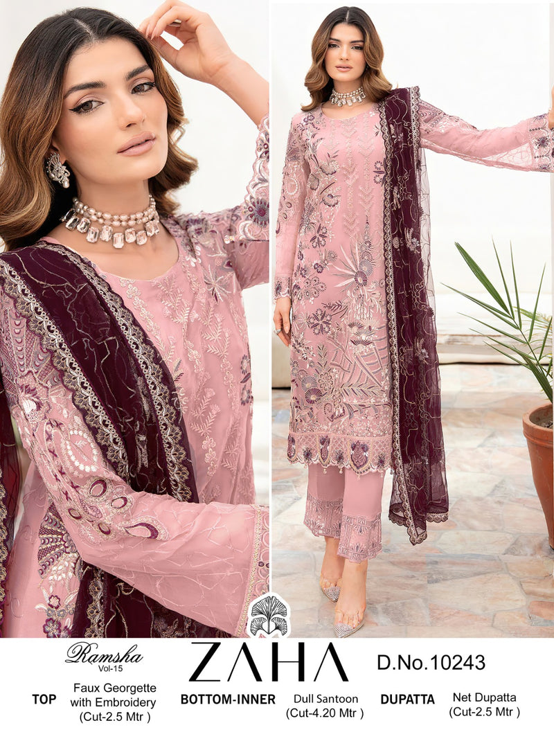 Zaha Ramsha Vol 15 Designer Pakistani Suit D.No.10243