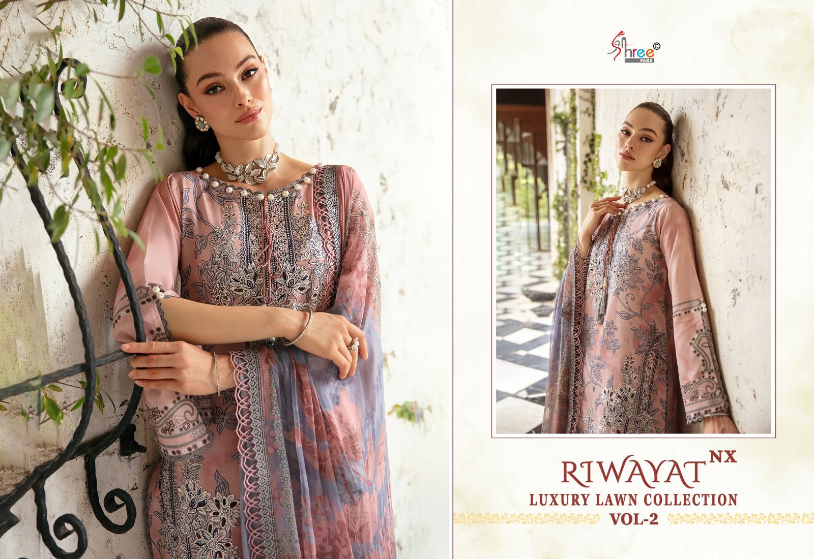 Shree Fab Riwayat Nx Vol 2 Luxury Lawn D.No.3390