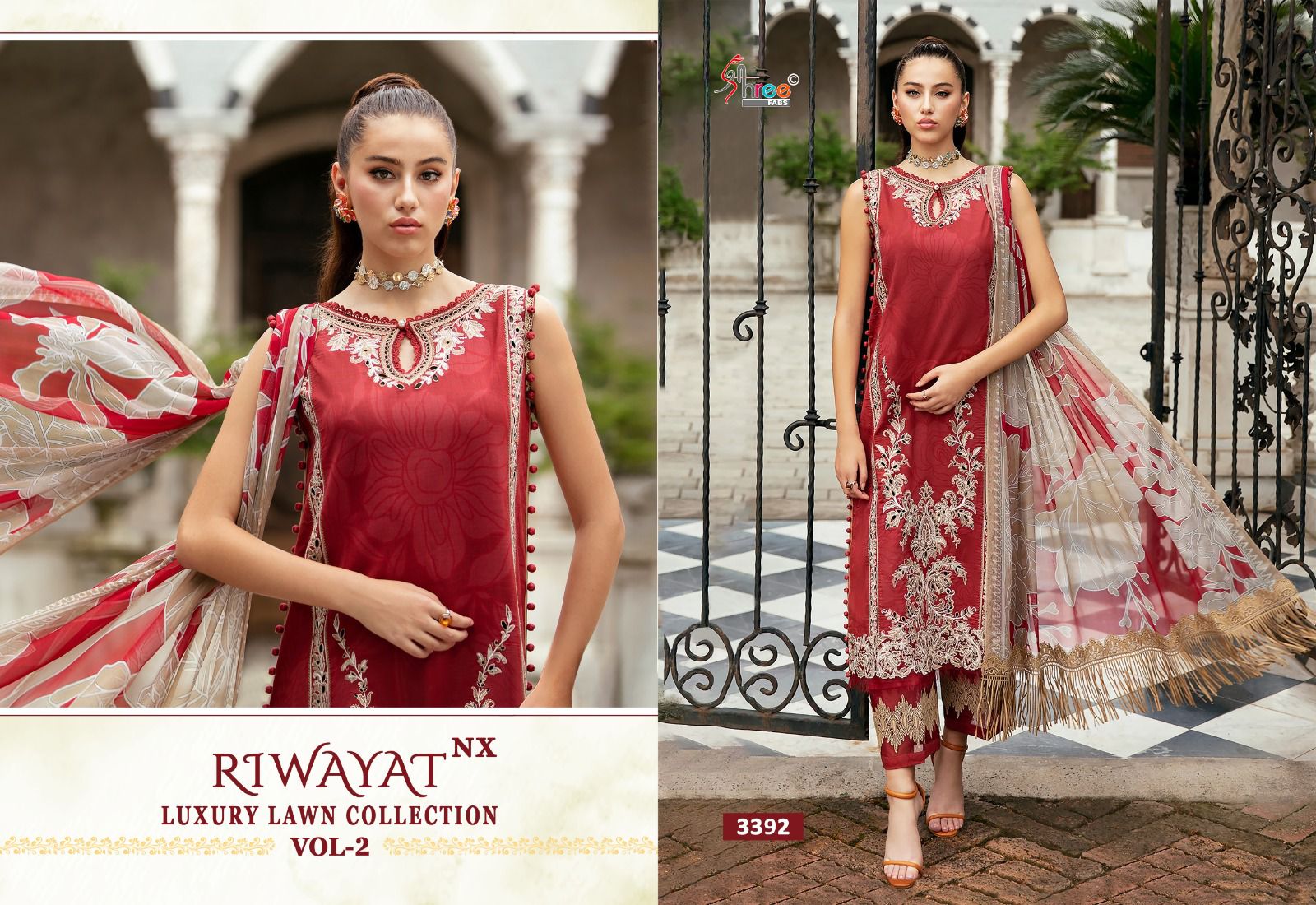 Shree Fab Riwayat Nx Vol 2 Luxury Lawn D.No.3392